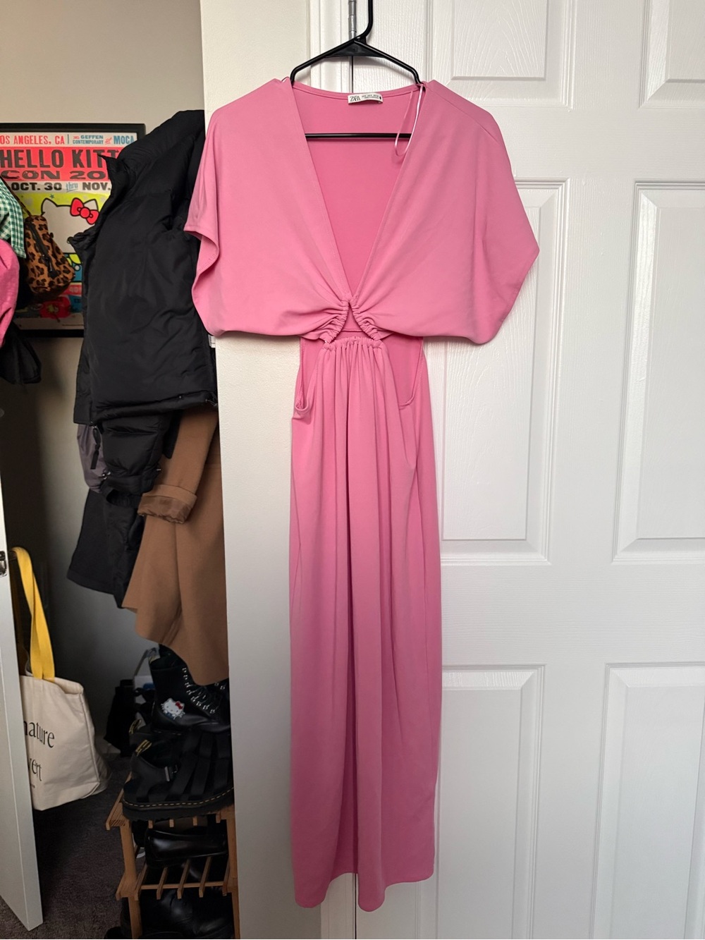 Zara Pink Knot-Front Maxi Dress